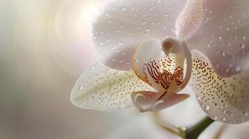 encantador mundo do flora, uma delicado colori orquídea dentro cheio flor foto