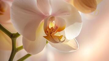encantador mundo do flora, uma delicado colori orquídea dentro cheio flor foto