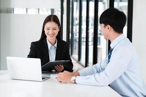 trabalho entrevista processo com potencial candidato foto