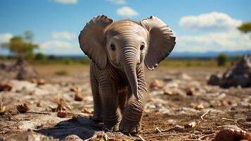 pequeno elefante pastagem grande animal foto