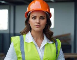 arquiteto menina às uma construção local. foto