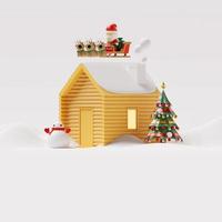 modelo de feed de mídia social de natal com ilustração de renderização em 3D foto