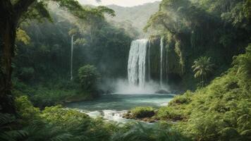 natural panorama com cascata foto