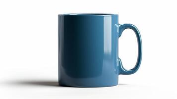 ai gerado uma fotografia do uma avião azul café caneca em uma branco fundo. gerado de artificial inteligência. foto