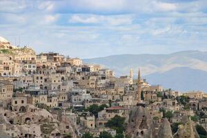 lindo panorama Capadócia pedra e Goreme nacional parque Nevsehir peru. foto