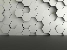 piso futurista abstrato com fundo de hexágonos, renderização em 3D foto