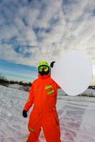 retrato de close-up de snowboarder foto