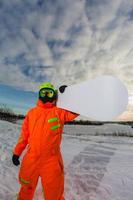 retrato de close-up de snowboarder foto