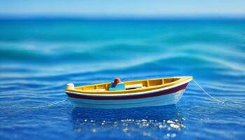 miniatura cena do barco e areia de praia ilha, foto