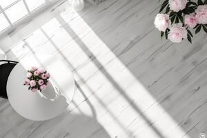 minimalista moderno interior com Rosa peônias Visão foto