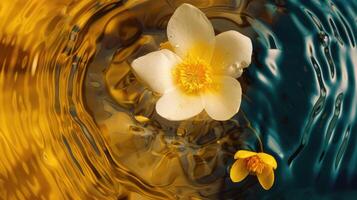 flutuando flor com amarelo pétalas foto