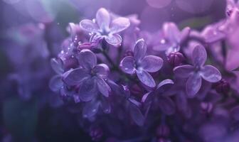 fechar-se do lilás flores dentro uma jardim foto