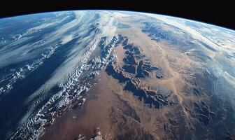 uma satélite Visão do terra a partir de espaço, cosmos fundo foto