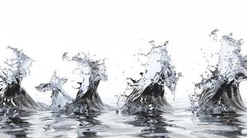 água onda conjunto do espirrando água ondas isolado em a branco fundo. foto