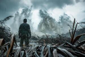 ai gerado da natureza fúria, cativante a emocional espetáculo do uma natural desastre destrutivo poder. testemunhando a impacto e resiliência dentro a face do da natureza ira foto