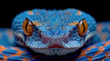 ai gerado fechar acima do azul serpente cabeça foto