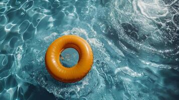 ai gerado inflável anel flutuando dentro piscina foto