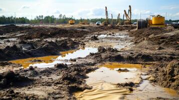 ai gerado contaminado solo com visível sinais do de Meio Ambiente dano. generativo ai foto