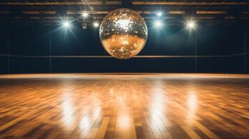 ai gerado discoteca bola iluminador a dança espaço. generativo ai foto