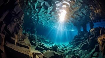 ai gerado a surreal beleza do a embaixo da agua caverna. generativo ai foto