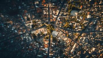 ai gerado trítono aéreo Visão do uma cidade para profundidade. generativo ai foto