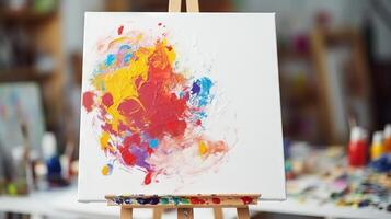 ai gerado branco tela de pintura para artístico expressão. generativo ai foto