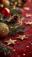 ai gerado elegante Natal árvore com ouro e vermelho enfeites foto