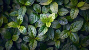 ai gerado fechar-se do verde folhas foto