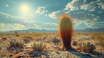 ai gerado cacto em pé dentro deserto foto