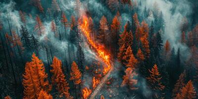 ai gerado maciço floresta engolido dentro incêndios foto