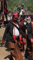 reger tradicional dança a partir de Indonésia às a indonésio independência dia carnaval evento. foto