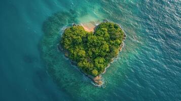 em forma de coração ilha dentro a oceano foto