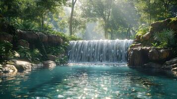 ai gerado cascata dentro uma piscina foto