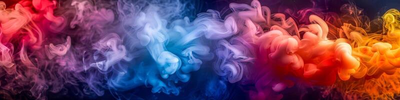 vibrante dança do colori fumaça em Preto fundo foto