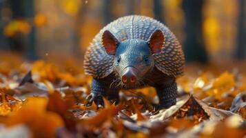 pequeno animal dentro campo do folhas foto