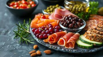 prato do Comida com salmão, ovos e verduras foto