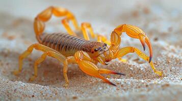 escorpião sentado em areia foto