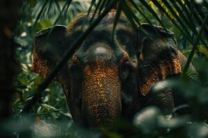 elefante dentro a tropical floresta tropical. foto