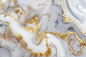 luxuoso ouro mármore fundo, branco e ouro mármore rodopiando padrões foto