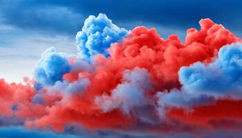 uma vermelho e azul nuvem com uma azul céu foto