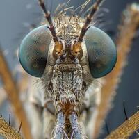 mosquito em repouso cercado de vibrante verde macro detalhe foto