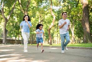 foto do jovem ásia família às parque