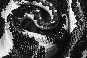 Preto e branco serpente pele foto