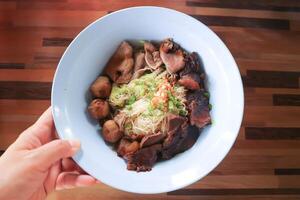 carne Macarrão, chinês Macarrão ou Macarrão sem sopa foto