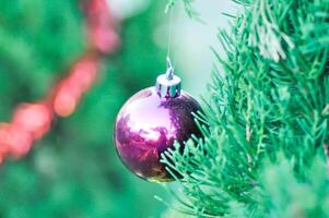 Natal dia ou Natal decoração , Natal bola em pinho árvore foto