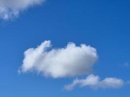 solteiro branco fofo cumulus nuvem dentro a azul verão céu foto
