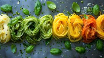 arco Iris espaguete com pesto variações foto