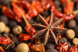 explorando a beleza do macro especiarias e erva fundo, uma saboroso tapeçaria do culinária inspiração foto