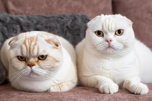 gêmeo bigodudo elegância capturando a beleza do lindo gêmeo bigodudo escocês dobra expressão, uma retrato do felino graça e charme foto