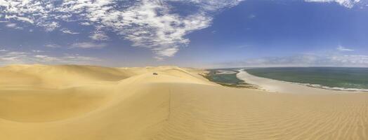 cenário do a dunas do sanduíche Porto dentro Namíbia em a atlântico costa durante a dia foto